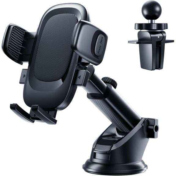 for 3-in-1 Car Phone Mount: 122lb Suction, 360 Adjustable, Dashboard/Vent/Windshield for iPhone & for Samsung