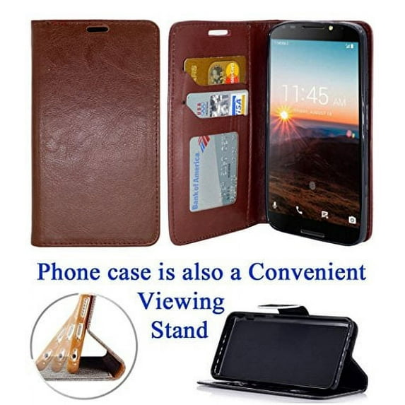 for 5.5" Alcatel A30 + PLUS A30 FIERCE 2017 Case Phone Case Painted Wallet Fold Stand Hybrid Purse Grip Grained Screen Flip Cover Brown