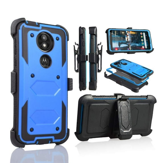 for 6" Moto E5 Plus Moto E5 Supra XT1924 360° Cover Screen Protector Clip Kickstand Holster UGG Case blue