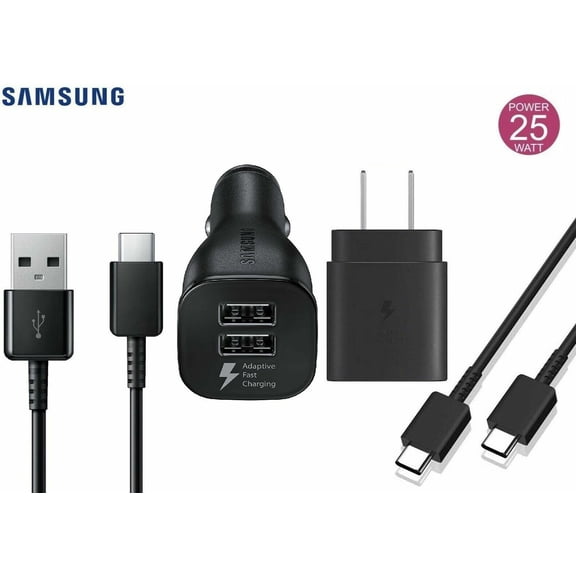 for AT&T Radiant Max 5G Super Fast Charging 25W Wall Charger + Dual Port Car Charger Bundle - Black