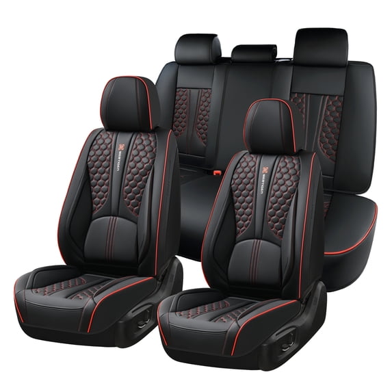 for Acura Rdx 2026 Car Seat Cover, Leather 5 Piece Full Set Anti-Slip Suitable for All Seasons, Red Edge Car Seat Covers, Protect Car Seats