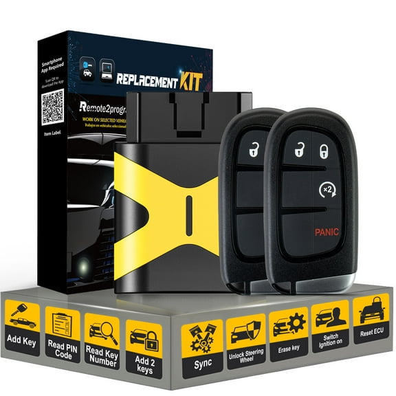 for Add Two New Remotes and Smart Keyless Entry Remote Control Replacement for 2013-2017 Dodge Ram 1500 2500 3500 with FCC: GQ4-54T