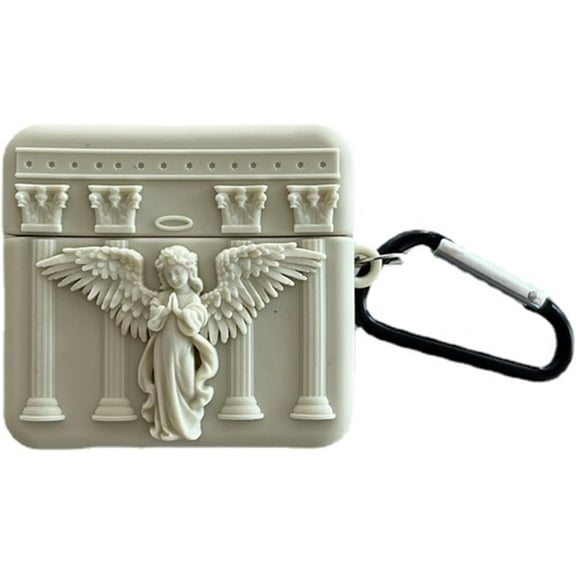 for Airpods 3rd Gen,Cute Cartoon Angel Pattern Design for Airpods 3 Cover,Fun Kawaii Soft Silicone Earphone Case with Keychain for Boys Girls (White)