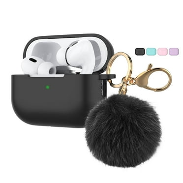 for Airpods Pro 2 Case, Silicone Protective Covers Skin Come with Keychain+Fur Ball Compatible with Apple AirPods Pro 2nd Generation 2022 (Black)