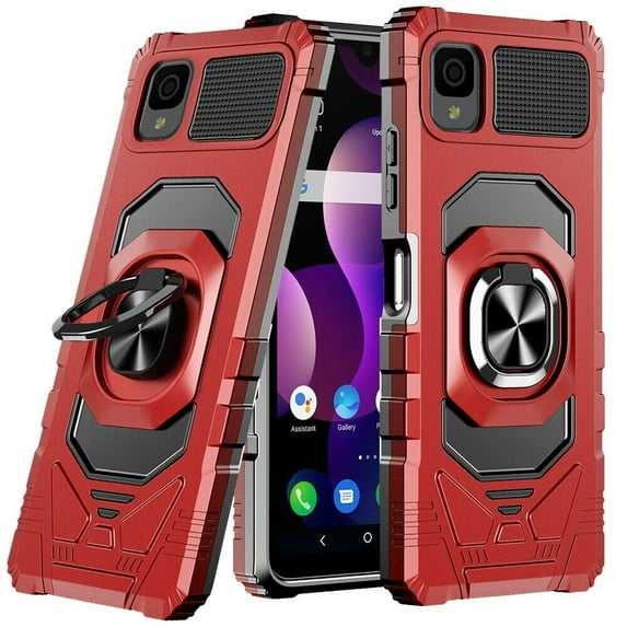 for Alcatel TCL 30Z (T602DL) TCL 30 LE Ring Phone Case Magnet Mount Ready Slip Guard Grids Pattern Kickstand Hybrid Slim Shock Bumper Cover