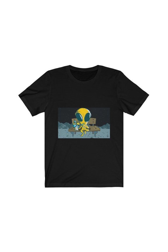 for Alien UFO Fan Yellow Alien Eating Mushroom UFO TShirt