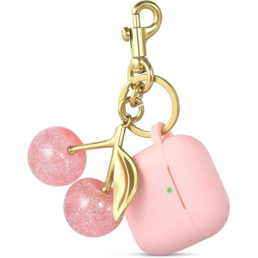 for Apple Airpods 4 Case Cover with Cherry Keychain for Women Soft Silicone Anti-Drop Wireless Charging Case for Gen 4 Airpods Cute Earbuds Cover