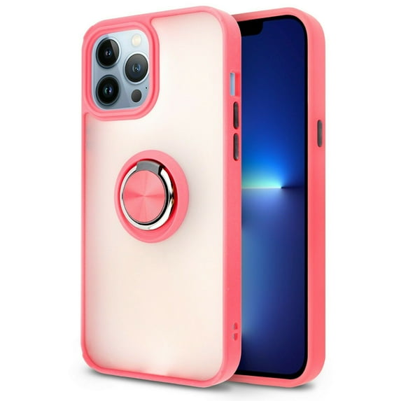 for Apple iPhone 13 PRO MAX 6.7 in Ring Phone Case Magnet Mount Ready Slip Guard Grids Pattern Kickstand Hybrid Slim Shock Bumper Cover