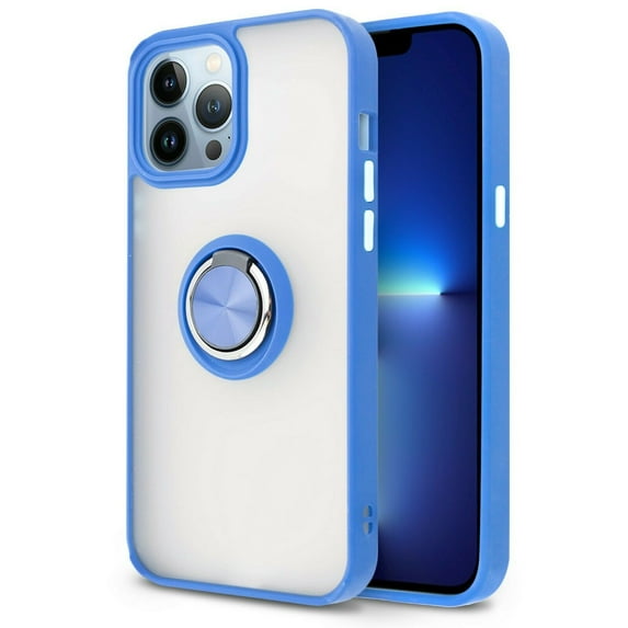 for Apple iPhone 13 PRO MAX 6.7 in Ring Phone Case Magnet Mount Ready Slip Guard Grids Pattern Kickstand Hybrid Slim Shock Bumper Cover