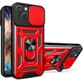 thumbnail image 1 of for Apple iPhone 15 Plus Case with Slide Camera Cover for Men, Military Grade Drop Phone Cover Case with Ring Kickstand for iPhone 15 Plus SJ Red, 1 of 10
