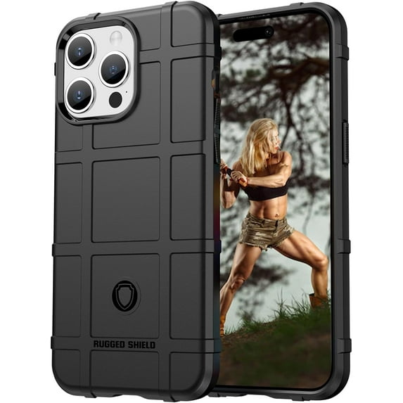 for Apple iPhone 15 Pro Case for Man, Heavy Duty Shockproof Phone Case Support Wireless Charging Cover for iPhone 15 Pro HD Black