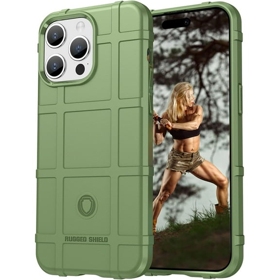for Apple iPhone 15 Pro Case for Man, Heavy Duty Shockproof Phone Case Support Wireless Charging Cover for iPhone 15 Pro HD Green