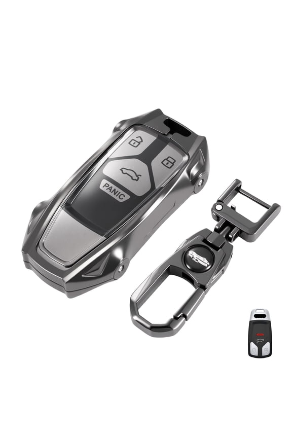 for Audi Heavy Key Fob Cover with keychain Zinc Alloy Metal Key Fob Case Compatible with Audi A4 A5 A6 Q3 Q5 Q7 RS4 R8 S4 TTS