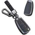 thumbnail image 1 of for Audi Key Fob Cover Case Metal Full Protection Key Shell Leather Key Case Fit For Audi A3 A1 A3 A6 Q2 Q3 Q7 TT TTS,1,1,Long-keychain-black, 1 of 6