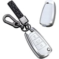 thumbnail image 1 of for Audi Key Fob Cover Case Metal Full Protection Key Shell Leather Key Case Fit For Audi A3 A1 A3 A6 Q2 Q3 Q7 TT TTS,1,1,Long-keychain-white, 1 of 6
