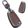 thumbnail image 1 of for Audi Key Fob Cover Case Metal Full Protection Key Shell Leather Key Case Fit For Audi A3 A1 A3 A6 Q2 Q3 Q7 TT TTS,1,1,Short-keychain-brown, 1 of 6
