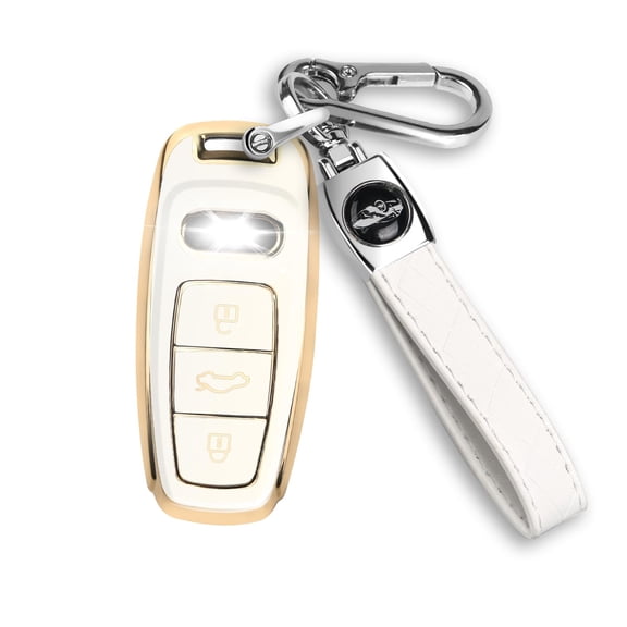 for Audi Key Fob Cover Case with Keychain ,Fit for Audi A3 A6 A7 A8 Q7 Q8 E-Tron S3 S6 S7 SQ7 SQ8 RS6 RS7 A6L Smart Key Keychain