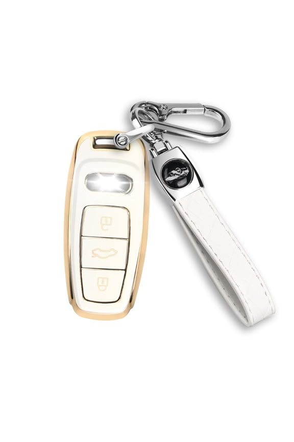for Audi Key Fob Cover Case with Keychain ,Fit for Audi A3 A6 A7 A8 Q7 Q8 E-Tron S3 S6 S7 SQ7 SQ8 RS6 RS7 A6L Smart Key Keychain