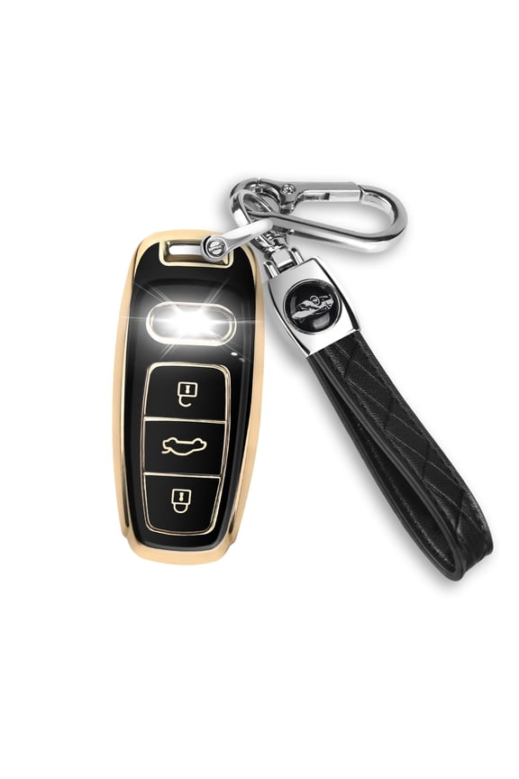 for Audi Key Fob Cover Case with Keychain ,Fit for Audi A3 A6 A7 A8 Q7 Q8 E-Tron S3 S6 S7 SQ7 SQ8 RS6 RS7 A6L Smart Key Keychain
