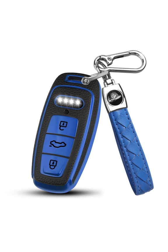 for Audi Key Fob Cover Case with Keychain ,Fit for Audi A3 A6 A7 A8 Q7 Q8 E-Tron S3 S6 S7 SQ7 SQ8 RS6 RS7 A6L Smart Key Keychain