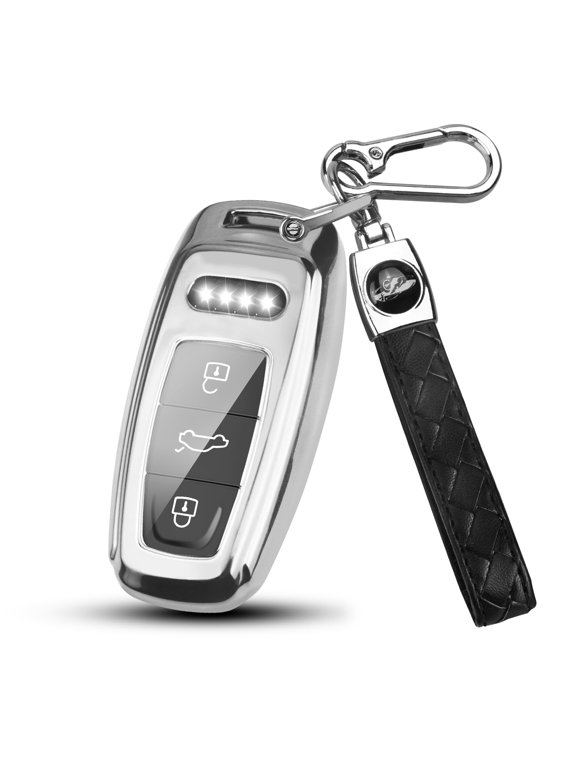 for Audi Key Fob Cover Case with Keychain ,Fit for Audi A3 A6 A7 A8 Q7 Q8 E-Tron S3 S6 S7 SQ7 SQ8 RS6 RS7 A6L Smart Key Keychain