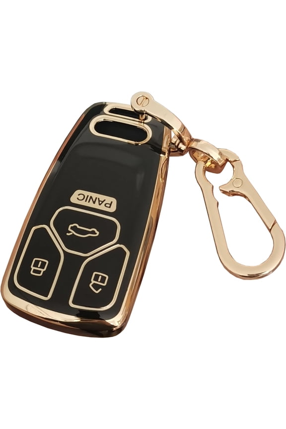 for Audi Key Fob Cover Keyless Remote Smart Key Fob Shell with Keychain Fit for Audi A4 Q7 Q5 TT A3 A6 SQ5 R8 S5 Smart Key (Black)