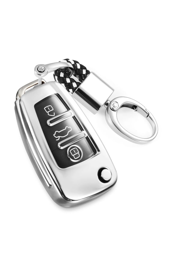 for Audi Key Fob Cover with Braided Rope Keychain, Stylish Soft TPU Key Case for Audi A1/3/6 Q2/3 R8 RS3 S3 TT TTS Series Smart Key