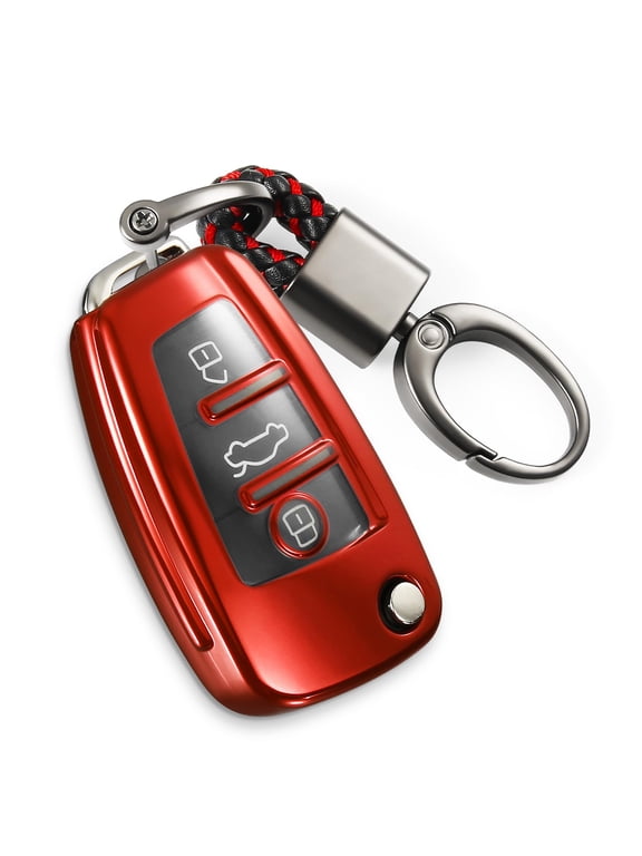 for Audi Key Fob Cover with Braided Rope Keychain, Stylish Soft TPU Key Case for Audi A1/3/6 Q2/3 R8 RS3 S3 TT TTS Series Smart Key