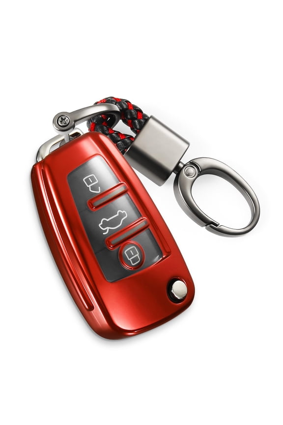 for Audi Key Fob Cover with Braided Rope Keychain, Stylish Soft TPU Key Case for Audi A1/3/6 Q2/3 R8 RS3 S3 TT TTS Series Smart Key