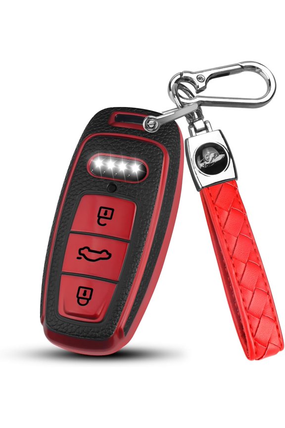for Audi Key Fob Cover with Keychain,Soft TPU Key Case Protector for Audi A3 A6 A8 Q7 Q8 E-Tron RS6 Smart Key