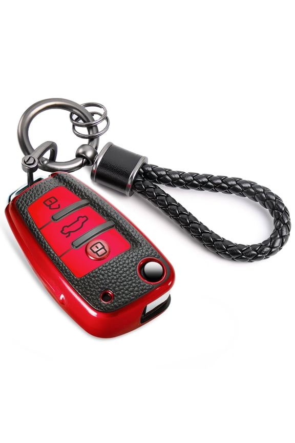for Audi Key Fob Cover with Luxury Diamond Bling Braided Rope Keychain, Upgraded Soft Key Case for A1 A3 A4 A5 A6 Q3 Q5 Q7 TT S3 R8 Key Fob Shell