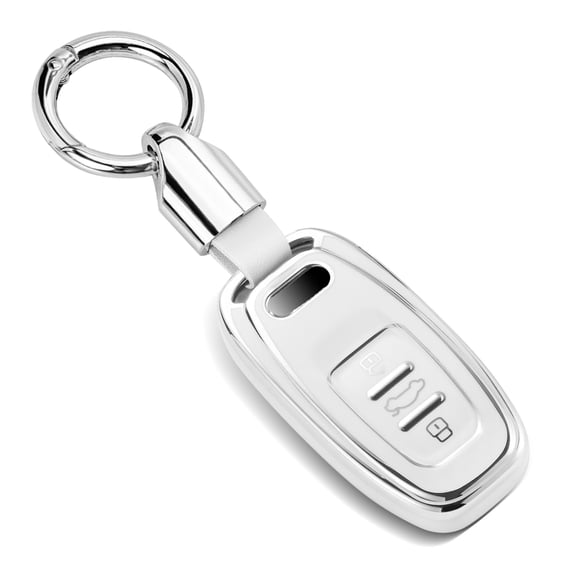 for Audi Key Fob Cover with Luxury Metal Leather Keychain, Upgraded Soft Key Case for A3-A8 Q5 Q8 R8 RS4-RS7 S4-S8 SQ5 Key Fob Shel