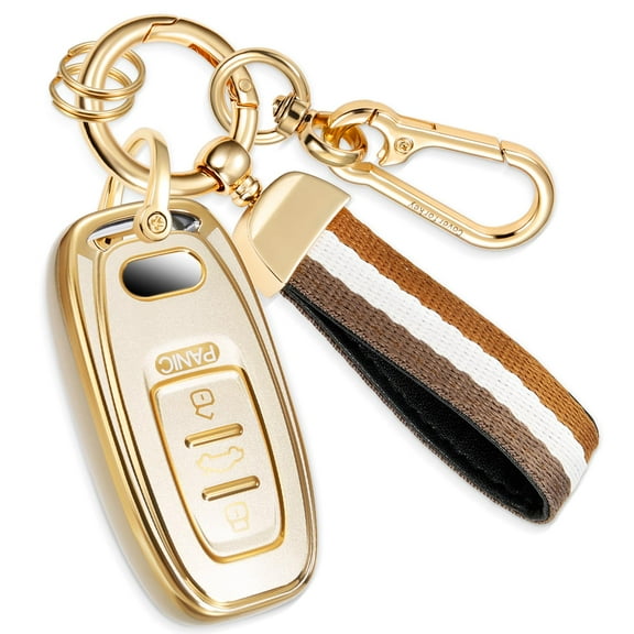 for Audi Key Fob Cover with Nylon Webbing Keychain, Fashionable Matte Metallic Soft Case for for Audi A3-A8 Q5 Q8 R8 RS4-RS7 S4-S8 SQ5
