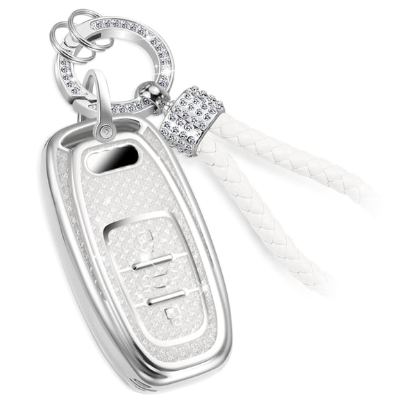 for Audi Key Fob Cover with Nylon Webbing Keychain, Fashionable Matte Metallic Soft Case for for Audi A3-A8 Q5 Q8 R8 RS4-RS7 S4-S8 SQ5