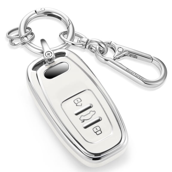 for Audi Key Fob Cover with Nylon Webbing Keychain, Fashionable Matte Metallic Soft Case for for Audi A3-A8 Q5 Q8 R8 RS4-RS7 S4-S8 SQ5