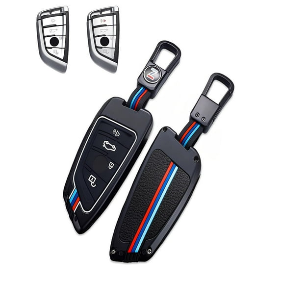 for BMW Key Fob Cover Case Metal Shell Car Smart Keys Protector Keychain Compatible 2 5 6 7 Series X1 X2 X3 X5