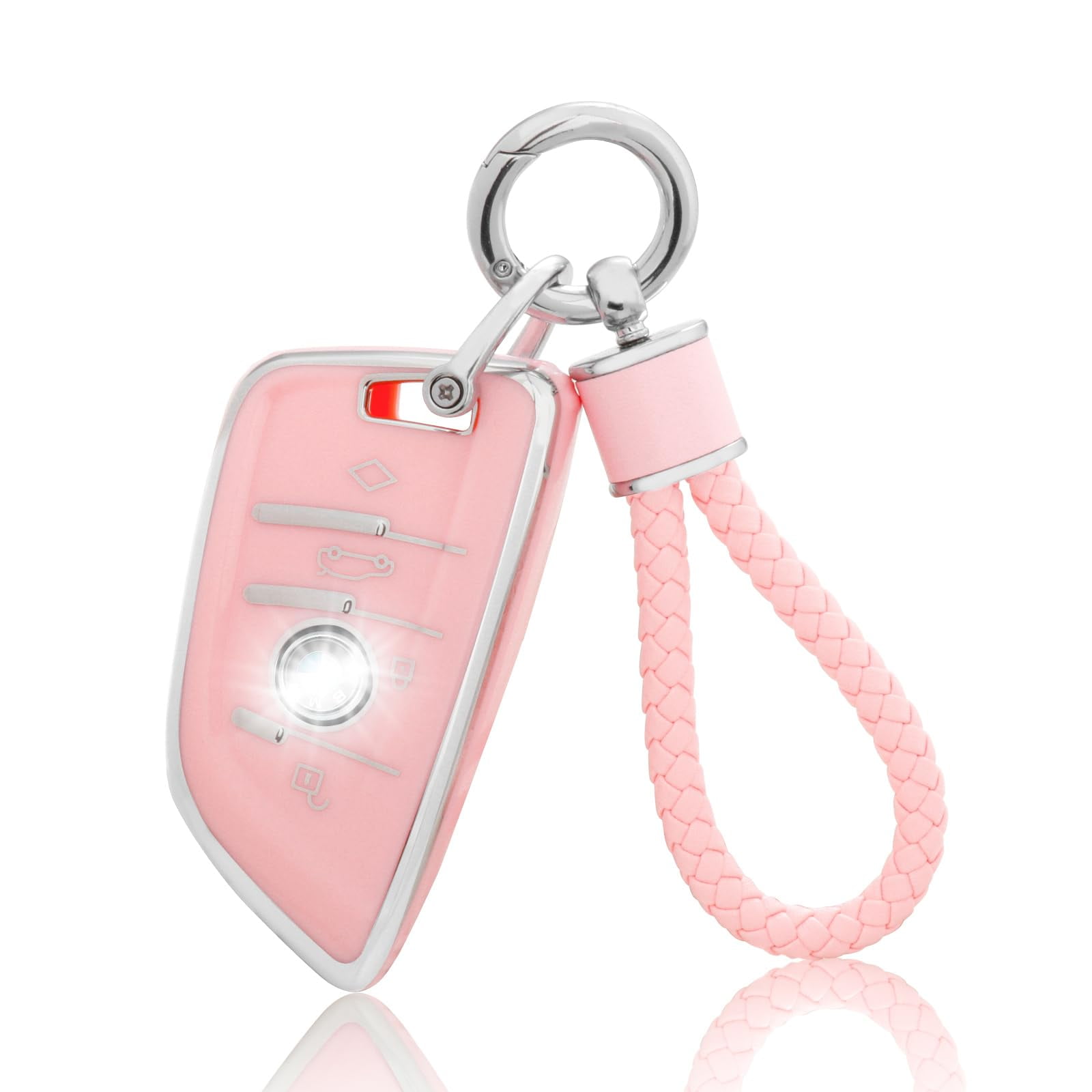 Pink TPU Car Key Case Cover Shell Fob Keychain For BMW X1 X3 X5 X6 X7 1 3 5 6 7 Series G20 G30 G11 F15 F16 G01 G02 F48 Keyless - 34