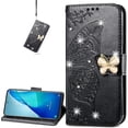thumbnail image 1 of for Blackview A80S Wallet Case for Women,3D Butterfly PU Leather Shell with Credit Card Slots Case Cover for Blackview A80/A80S Rhinestone Black, 1 of 5
