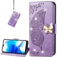thumbnail image 1 of for Blackview A80S Wallet Case for Women,3D Butterfly PU Leather Shell with Credit Card Slots Case Cover for Blackview A80/A80S Rhinestone Purple, 1 of 12