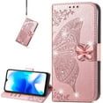 thumbnail image 1 of for Blackview A80S Wallet Case for Women,3D Butterfly PU Leather Shell with Credit Card Slots Case Cover for Blackview A80/A80S Rhinestone Rose Gold, 1 of 12