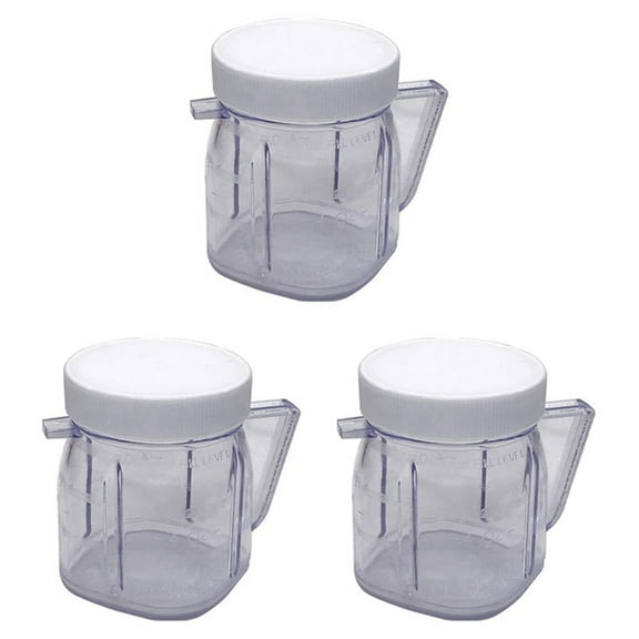 for Blender Replacement Parts, 4937 Mini Osterizer Blender Jar Accessory, Cup Mini Plastic Jars with Lids (3 Pack)