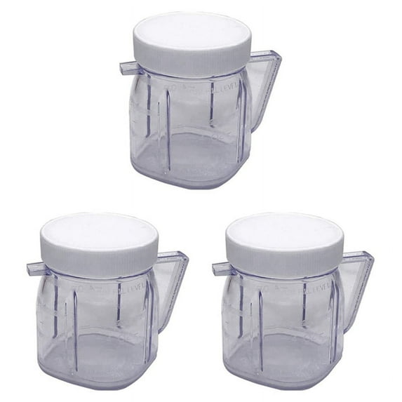 for Blender Replacement Parts, 4937 Mini Osterizer Blender Jar Accessory, Cup Mini Plastic Jars with Lids (3 Pack)