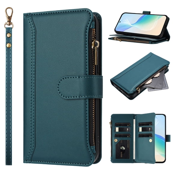 for Boost Summit 5 Wallet Phone Case with Magnetic Zipper Closed Credit Card Slot Shockproof Phone Case