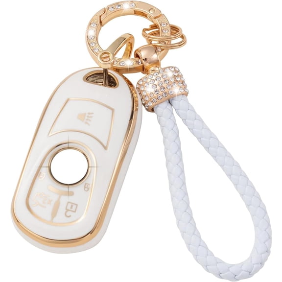 for Buick Key Fob Cover with Keychain, Soft TPU Key Case Protection Fit for Buick Encore Enclave Envision
