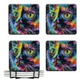 for Cat Stylish Ceramic Coasters for Drinks with Holder,Set of 4
