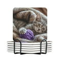 for Cat Stylish Ceramic Coasters for Drinks with Holder,Set of 4