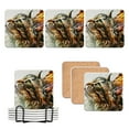 for Cat for Animal Stylish Ceramic Coasters for Drinks with Holder,Set