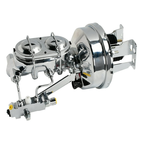 for Chevy Impala 1958-1964 8" Power Brake Booster Conversion Kit Disc Drum Chrome