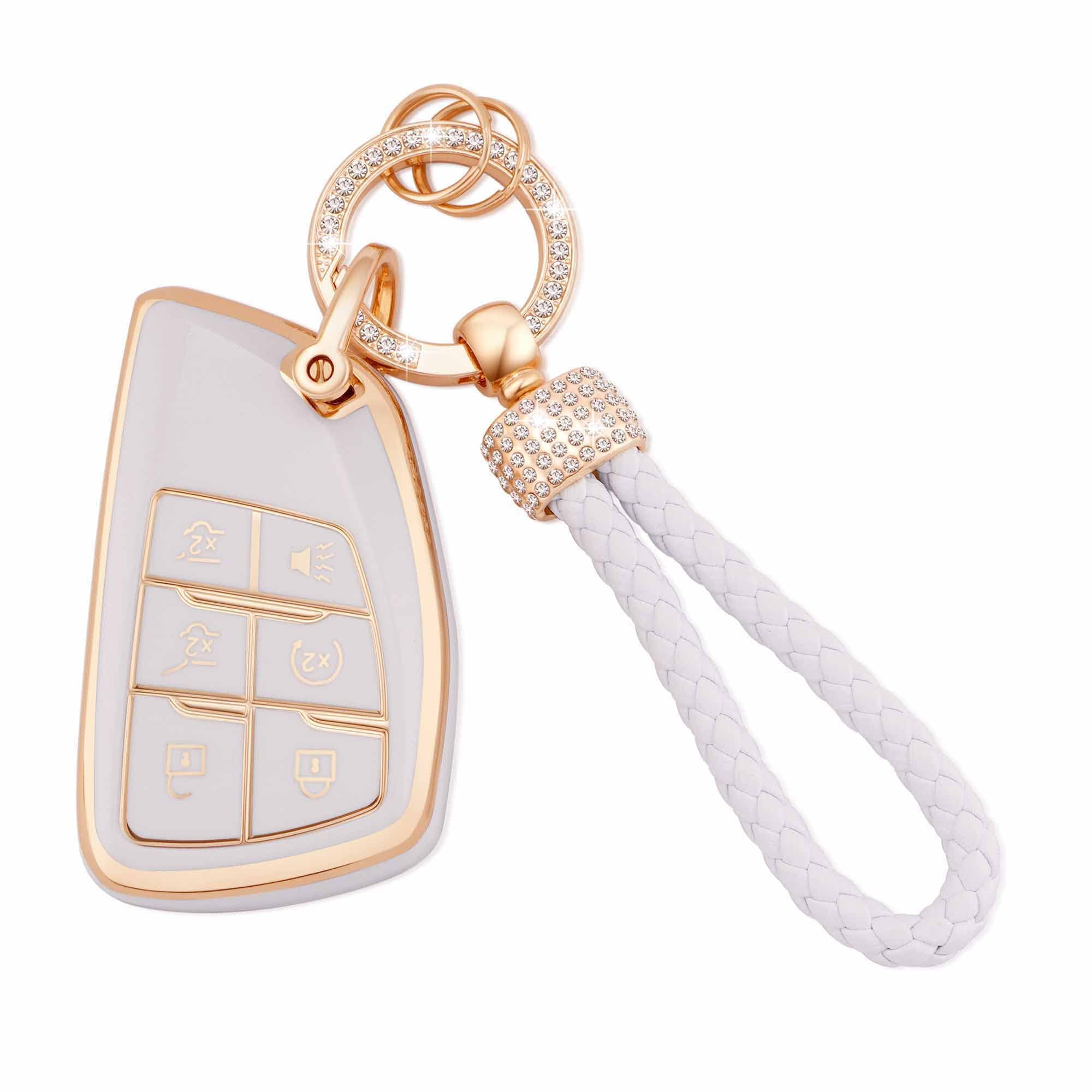 for Chevy Key Fob Cover with Keychain 6 Buttons Soft TPU Car Keys Shells Compatible with 2021 2022 Chevy Suburban Tahoe GMC Yukon Key Fob Protector