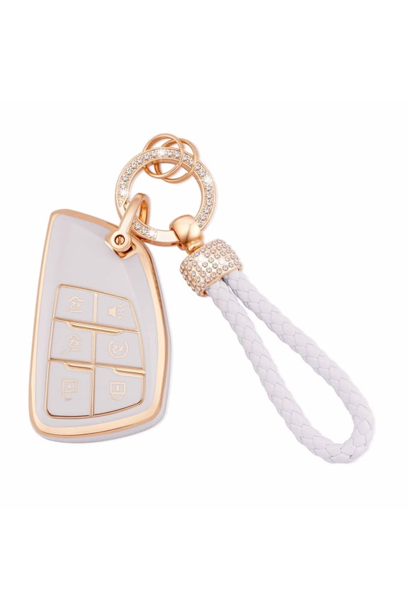 for Chevy Key Fob Cover with Keychain 6 Buttons Soft TPU Car Keys Shells Compatible with 2021 2022 Chevy Suburban Tahoe GMC Yukon Key Fob Protector